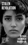 "STOLEN REVOLUTION" und "Betrayal and Hope in Modern Iran". Gesicht einer ernsten jungen Frau mit Blume im Haar.