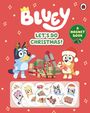 "BLUEY" oben, "LET'S DO CHRISTMAS!" mittig, "A MAGNET BOOK" rechts. Bunte Hunde mit Geschenken.