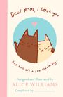 „Dear mum, I love you. And here are a few reasons why…“ Illustration mit zwei Katzen, eines braun, das andere beige, in einem blauen Kreis.