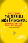 Text: "Inspired by the characters of Roald Dahl. The Terrible Miss Trunchbull and Other Tales of Tricks and Villainy. Coming Autumn 2026." Gelber Hintergrund mit Blitzen und Penguin-Logo.