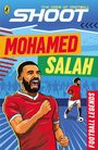 "THE VOICE OF FOOTBALL. MOHAMED SALAH. FOOTBALL LEGENDS." Illustration eines jubelnden Fußballspielers in rot.