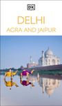 "DELHI, AGRA AND JAIPUR." Logo oben, Taj Mahal im Hintergrund, zwei Kamele vorne, eines mit Führer.