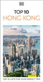 "TOP 10 HONG KONG" steht oben, darunter Skyline mit modernen Hochhäusern und Hafen. Ein rundes Logo ganz oben.