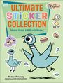 "ULTIMATE STICKER COLLECTION, More than 1000 stickers! The Pigeon!" Eine Illustration eines fröhlichen blauen Vogels.