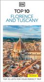 „Top 10 Florence and Tuscany“. Luftaufnahme der Kathedrale von Florenz, umgeben von roter Dachlandschaft.