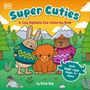 "Super Cuties: A Cosy Highland Cow Colouring Book" von Rosie Bay. Illustration mit Hase, Kuh und Bär in bunten Pullovern.