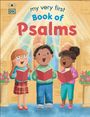 "my very first Book of Psalms". Drei Kinder singen mit roten Büchern vor bunten Kirchenfenstern.