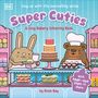 „Super Cuties: A Cosy Bakery Colouring Book“ von Rosie Bay. Illustration von Hase und Bär in einer Bäckerei.
