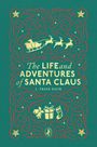 "The Life and Adventures of Santa Claus" von L. Frank Baum. Illustration mit Schlitten, Rentieren, Geschenken und Sternen.