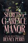 "The Secrets of Clarence Manor" von Devney Perry. Ranken und Blumen umgeben die rosafarbene Schrift.