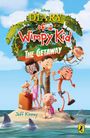 "Diary of a Wimpy Kid: The Getaway" steht groß auf einer bunten, tropischen Illustration mit einer Familie auf einer Insel.