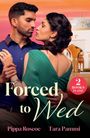 "Forced to Wed" und „2 Books in One“. Ein Paar in inniger Umarmung vor exotischer Architektur.
