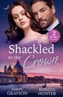 Text: "Shackled to the Crown", "2 BOOKS IN ONE", "EMMY GRAYSON", "REBECCA HUNTER". Paar vor Nachthimmel, Gebäude und Wasser.