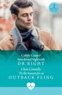 "2 Books in One. Colette Cooper, Snowkissed Night with Dr Right. Clare Connelly, 'Tis the Season for an Outback Fling." Ein Mann in Winterkleidung.