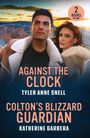 Titel: "Against the Clock" und "Colton's Blizzard Guardian". Zwei Menschen in Winterkleidung im Hintergrund einer Schneelandschaft.