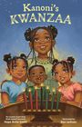 Text: Kanoni's Kwanzaa. Illustration von Kindern, die einen Kwanzaa-Leuchter mit Kerzen betrachten.