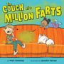 "The Couch of a Million Farts." Zwei Kinder und ein Hund auf einem orangefarbenen Sofa, das grün dampft.