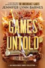 „#1 New York Times“, „Jennifer Lynn Barnes“, „Games Untold“, „Love is power“. Rosen, Schwert und Buch als Illustration.