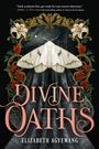 "Divine Oaths" von Elizabeth Agyemang. Ein prächtiger Nachtfalter vor einer gotischen Kulisse mit Blumenverzierungen.