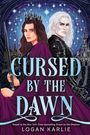 Text: "Cursed by the Dawn. Sequel to the New York Times bestselling Dream by the Shadows. Logan Karlie."

Zwei Figuren, eine mit dunklem, eine mit hellem Haar, in dramatischer Umgebung, Sternenhimmel.