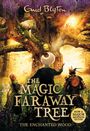 "The Magic Faraway Tree: The Enchanted Wood." Drei Figuren stehen vor einem riesigen, magischen Baum mit lila Blüten.