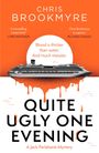 Titel: "Quite Ugly One Evening". Ein Kreuzfahrtschiff über einem weißen Kreis mit orangem Hintergrund.