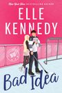 ELLE KENNEDY, Bad Idea, Cover coming soon, rosa und blaue Farbaufteilung.