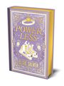 "POWERLESS" und "ELSIE SILVER", lila mit goldenen Akzenten, Eiskunstlaufschuhe und Getränkedosen als Illustration.