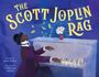 Titel: THE SCOTT JOPLIN RAG. Ein Mann am Klavier, stilisierte Noten und ein Blumenstrauß.