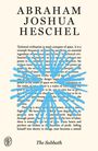 ABRAHAM JOSHUA HESCHEL, darunter ein englischer Text. Illustration: Blaue Strahlen. Unten: The Sabbath. Logo: FS.