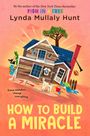 Titel: "HOW TO BUILD A MIRACLE". Ein schiefes Haus, ein Hund, Baum und Spielzeug. Verspieltes, farbenfrohes Design.