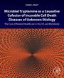 Titel: "Microbial Tryptamine as a Causative Cofactor of Incurable Cell Death Diseases of Unknown Etiology". Unter dem Titel ein oranges, spiralförmiges Muster.