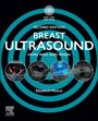 "Second Edition: Breast Ultrasound, How, Why and When, Elizabeth Muscat." Hintergrund mit blauen Kreisen und Ultraschallbildern.