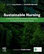 "Sustainable Nursing: Ein praktischer Leitfaden für Krankenpflege und Hebammen. Grüner Hintergrund mit Pflanzen und Gebäuden."