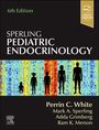 Text: Sperling Pediatric Endocrinology, Perrin C. White. Silhouetten verschiedener Altersstufen vor buntem Hintergrund.