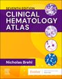"Seventh Edition, Clinical Hematology Atlas, Nicholas Brehl, Evolve. Bunte Kreise mit mikroskopischen Zellbildern."