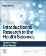 "Eighth Edition" steht oben, darunter "Introduction to Research in the Health Sciences". Hintergrund: blaue, medizinische Symbole.