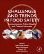 Buchtitel: "CHALLENGES AND TRENDS IN FOOD SAFETY". Fotos von Laboren, Lebensmitteln und Mikroorganismen sind abgebildet.