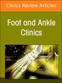 „Clinics Review Articles“, „Foot and Ankle Clinics“. Illustration eines Fußskeletts mit digitalen Elementen.