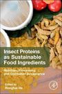 Text: "Insect Proteins as Sustainable Food Ingredients", "Nutrition, Processing and Consumer Acceptance", "Edited by Ronghai He". Unten sind Lebensmitteln dargestellt.