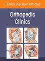 "Orthopedic Clinics" oben. Vier Illustrationen chirurgischer Eingriffe am Knie, zeigen Muskeln und Knochenstrukturen.