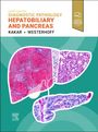 „Diagnostic Pathology Hepatobiliary and Pancreas“ in oranger und roter Schrift auf grünem Hintergrund; Mikroskopbilder der Leber und Bauchspeicheldrüse.