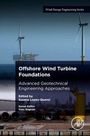 "Offshore Wind Turbine Foundations", Windräder im Meer mit einem Küstenabschnitt im Vordergrund.