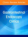 Text: "Clinics Review Articles. Gastrointestinal Endoscopy Clinics." Hintergrund in Blau- und Orangetönen mit fließendem Design.