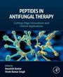 Text: "Peptides in Antifungal Therapy: Cutting-Edge Innovations and Clinical Applications." Molekül-Illustration auf blauem Hintergrund.