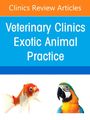 "Veterinary Clinics Exotic Animal Practice" steht oben, darunter ein Goldfisch links und ein bunter Papagei rechts.