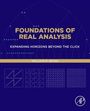 "FOUNDATIONS OF REAL ANALYSIS" und "EXPANDING HORIZONS BEYOND THE CLICK". Autor: William R. Brian. Vier geometrische Diagramme und ein Logo.