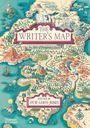 „The Writer's Map: An Atlas of Imaginary Lands. Edited by Huw Lewis-Jones.“ Fantasievolle Landkarte mit Bergen, Wäldern und Meeren.