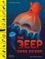 "Dr Helen Scales", "THE DEEP DARK OCEAN", Ana Miminoshvili; Tiefsee-Tiere mit Tiefenangaben links, orange Oktopus im Zentrum.