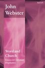 "John Webster. Word and Church. Essays in Christian Dogmatics." Violette abstrakte Hintergrundmuster.